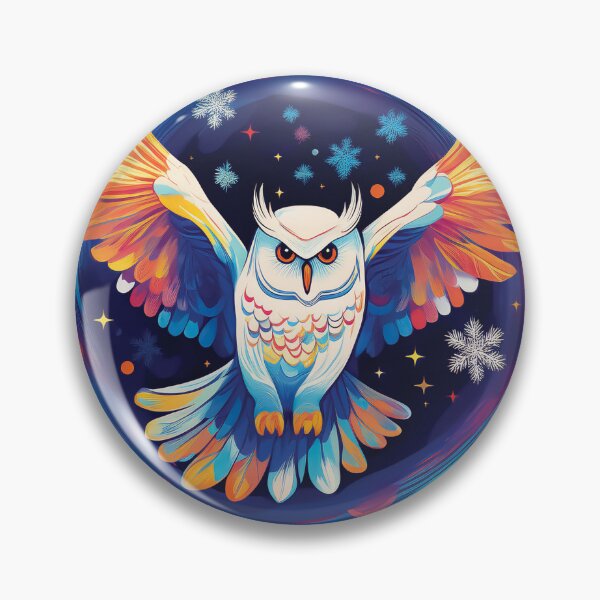 Item preview, A majestic owl in flight against a vibrant blue background design.  designed and sold by HEMRO.