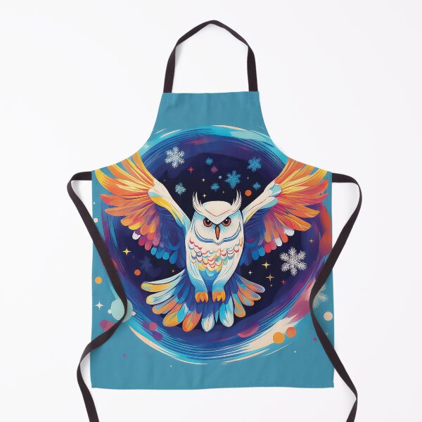 Item preview, A majestic owl in flight against a vibrant blue background design. designed and sold by HEMRO.