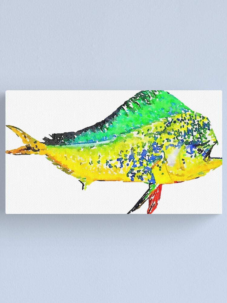 Mahi Mahi Watercolor Dolphin Fish Canvas Print By Statepallets Redbubble