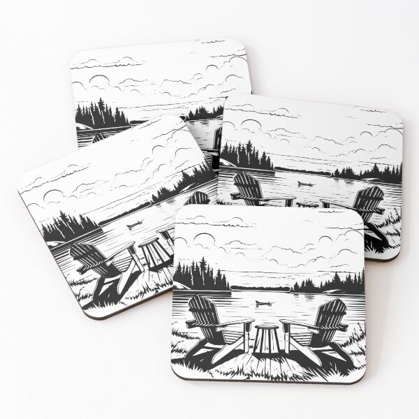 Item preview, Adirondack Chair Mountain Lake Camp Cabin Campfire State Park Tree  designed and sold by inkoutninja.
