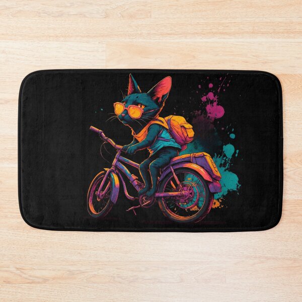 Item preview, Black Bombay cat on a bike designed and sold by Furrifico.