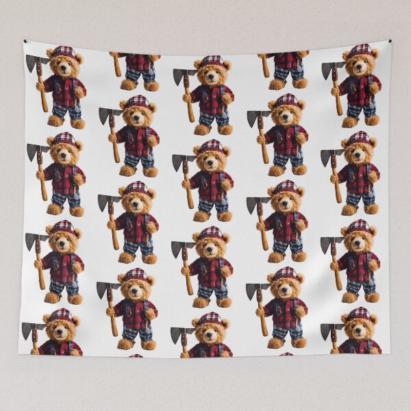 Item preview, Funny Lumberjack Teddy Bear - Cute Plush with Axe Design designed and sold by Fredster1966.