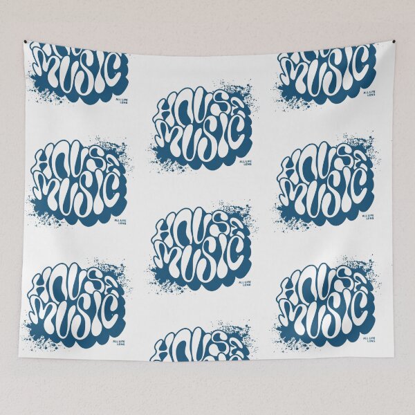 Item preview, HOUSE MUSIC  - Trippy Font Splash (dark blue)  designed and sold by Discothreadz.