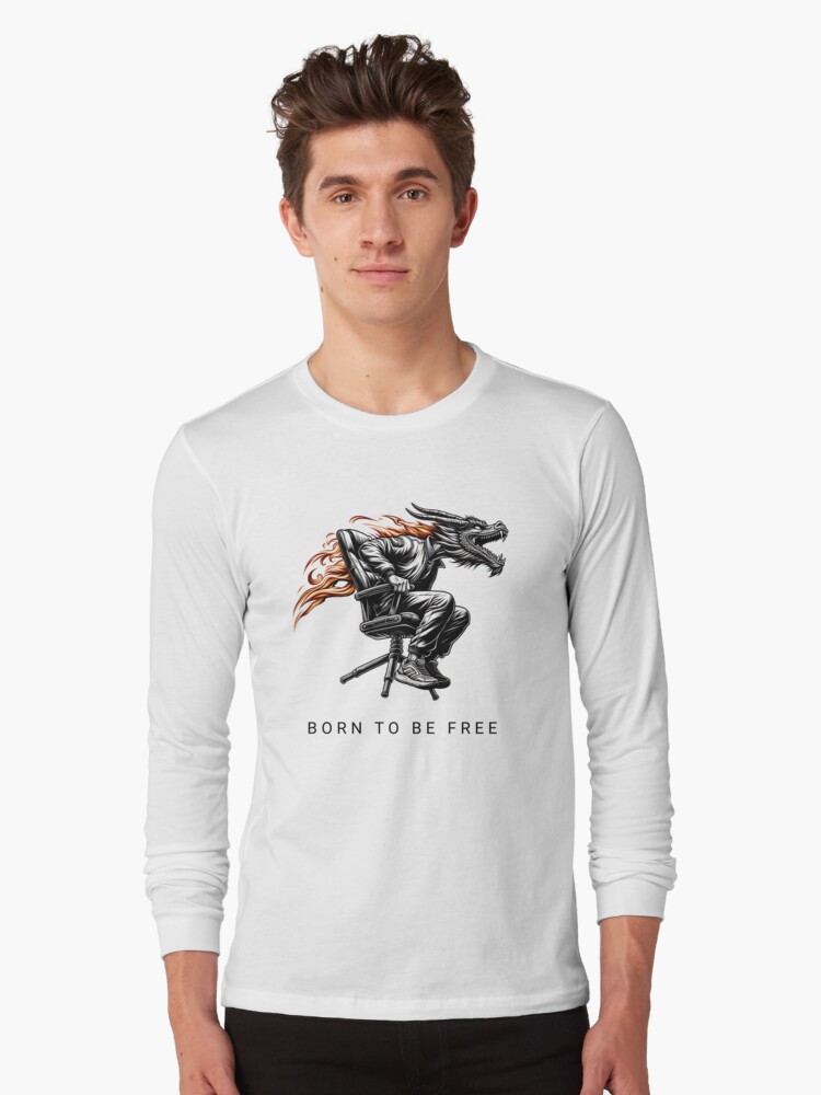 Thumbnail 1 von 5, Langarmshirt, Born to be free! Geboren, um frei zu sein! In jedem steckt ein Drache. designt und verkauft von Matzi-MV.