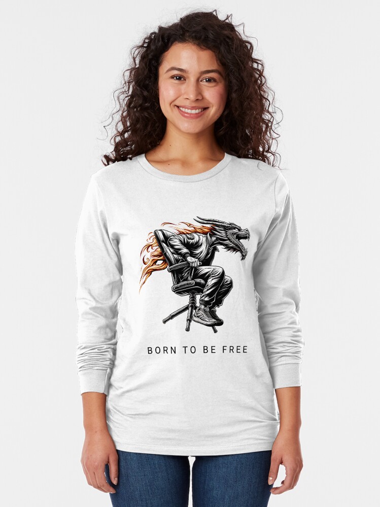 Thumbnail 2 von 5, Langarmshirt, Born to be free! Geboren, um frei zu sein! In jedem steckt ein Drache. designt und verkauft von Matzi-MV.