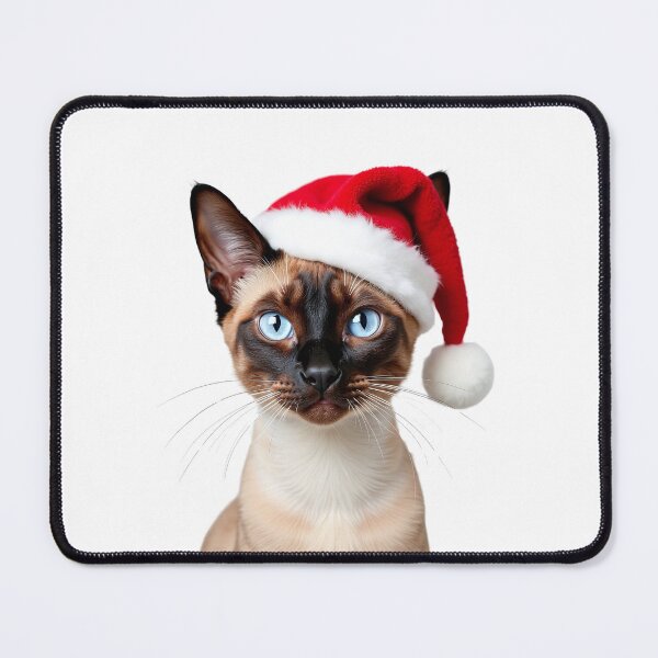 Item preview, Funny Siamese cat wearing Christmas hat designed and sold by LazyOwlStore.