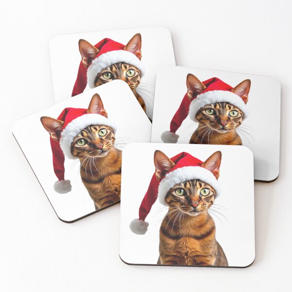 Item preview, Funny Abyssinian cat wearing Christmas hat designed and sold by LazyOwlStore.