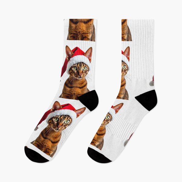 Item preview, Funny Abyssinian cat wearing Christmas hat designed and sold by LazyOwlStore.