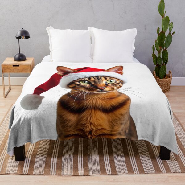Item preview, Funny Abyssinian cat wearing Christmas hat designed and sold by LazyOwlStore.