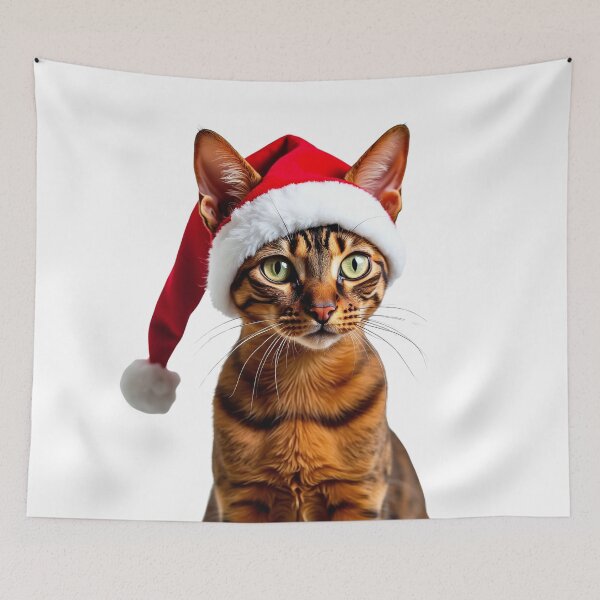Item preview, Funny Abyssinian cat wearing Christmas hat designed and sold by LazyOwlStore.