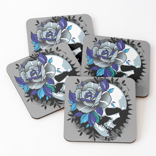 Item preview, Blue rose and skull designed and sold by Sima Sirus.