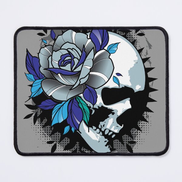 Item preview, Blue rose and skull designed and sold by Sima Sirus.