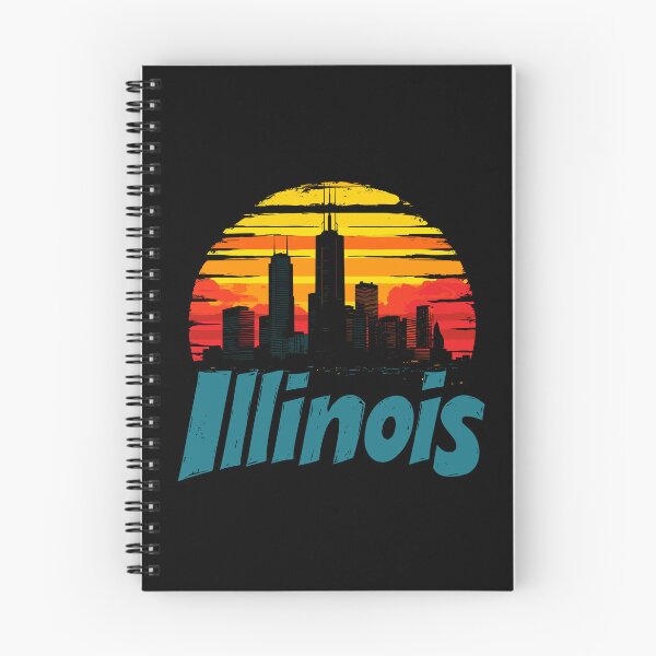 Aperçu de l'œuvre T-shirt unisexe à imprimé graphique vibrant de l'Illinois Sunset Skyline créée et vendue par ThreadQuirk.