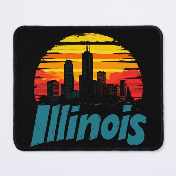 Aperçu de l'œuvre T-shirt unisexe à imprimé graphique vibrant de l'Illinois Sunset Skyline créée et vendue par ThreadQuirk.