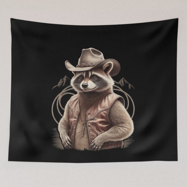 Item preview, Vintage Country Western Cowboy Raccoon Trash Panda designed and sold by PosiMCreations.