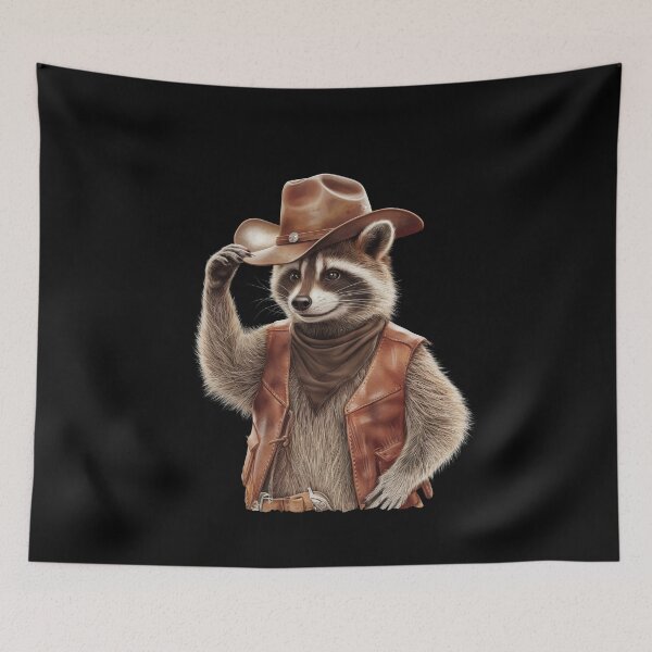 Item preview, Vintage Country Western Cowboy Raccoon Trash Panda designed and sold by PosiMCreations.