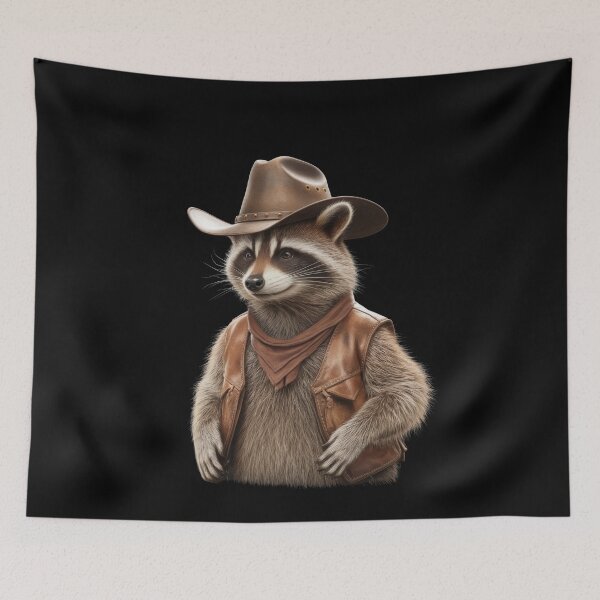 Item preview, Vintage Country Western Cowboy Raccoon Trash Panda designed and sold by PosiMCreations.