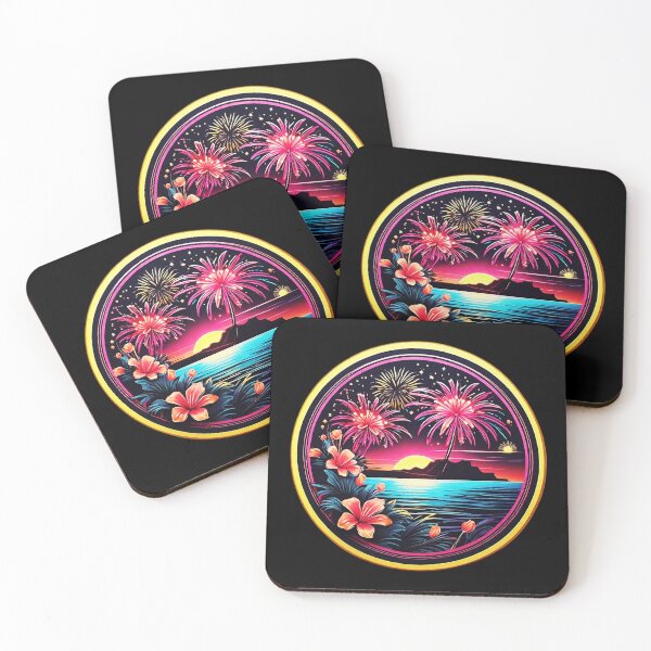 Item preview, Neon Fireworks Show in Hawaii with Orchids designed and sold by NautiChic.