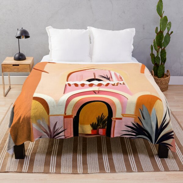 Item preview, The Courtyard, Pastel Turkish City Buildings, Bohemian House Interior Design, Eclectic Travel Architecture Illustration designed and sold by 83oranges.com.