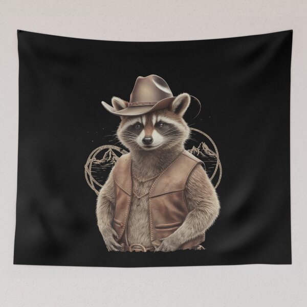 Item preview, Vintage Country Western Cowboy Raccoon Trash Panda designed and sold by PosiMCreations.