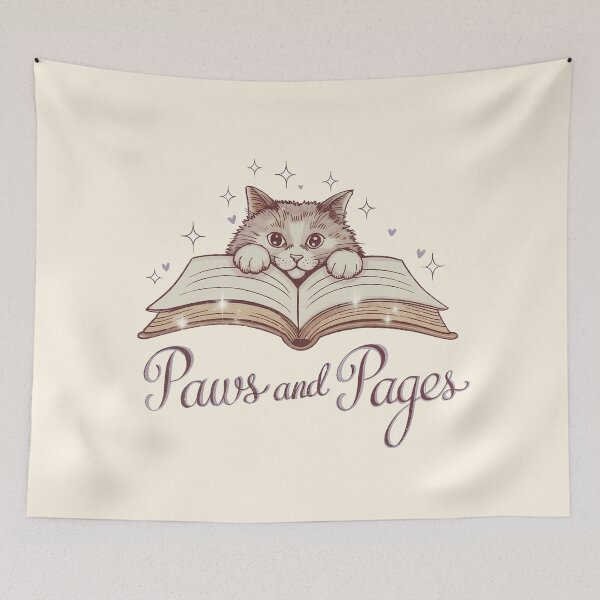 Item preview, Paws and Pages Cute Cat Book Lover Design designed and sold by Dream-Fab.