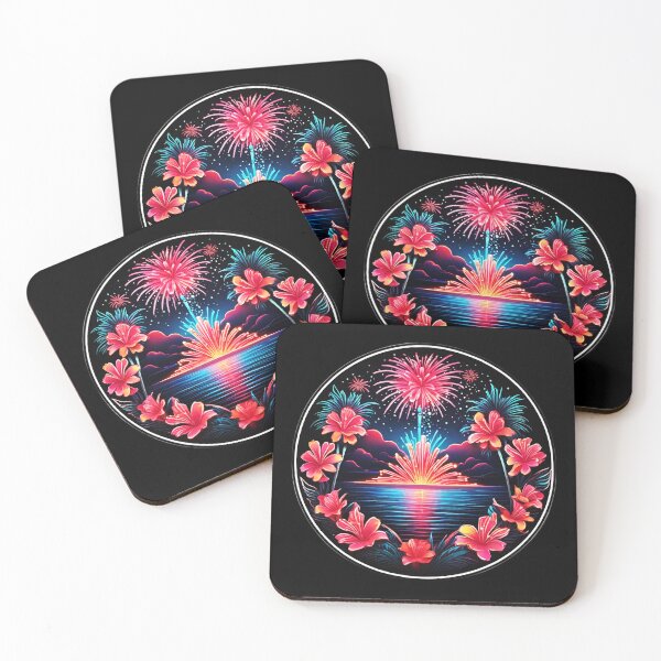 Item preview, Neon Fireworks Show in Hawaii with Neon Orchids designed and sold by NautiChic.