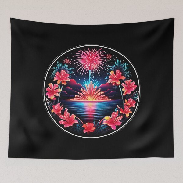 Item preview, Neon Fireworks Show in Hawaii with Neon Orchids designed and sold by NautiChic.