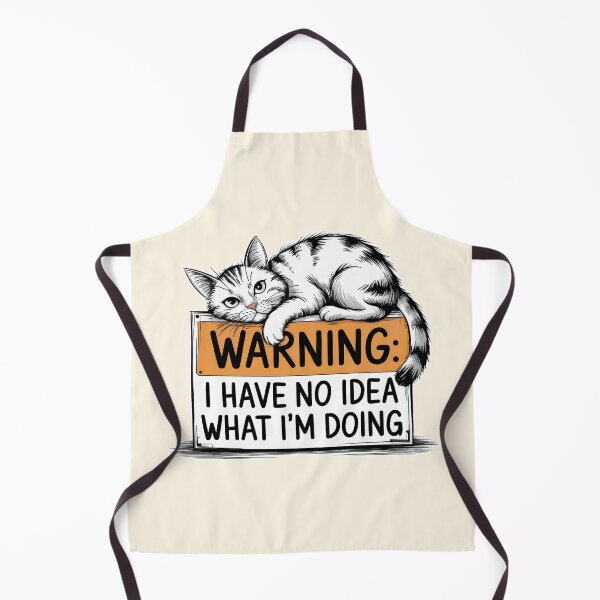 Item preview, Warning No Idea What I'm Doing Funny Cat Illustration designed and sold by Dream-Fab.