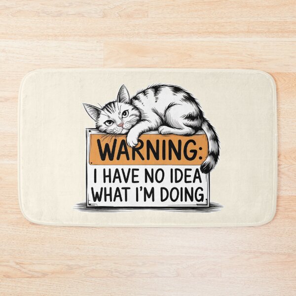 Item preview, Warning No Idea What I'm Doing Funny Cat Illustration designed and sold by Dream-Fab.