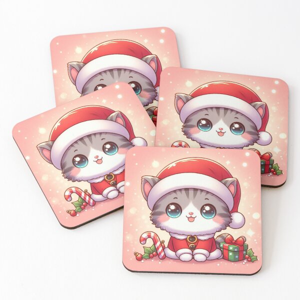 Item preview, Aesthetic kitten with pink bow and Christmas Presents designed and sold by Ajoras-99.