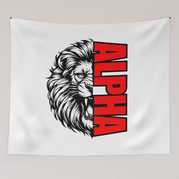 Item preview, Bold Red "ALPHA" with Subtle Roaring Lion Silhouette designed and sold by beast-net.