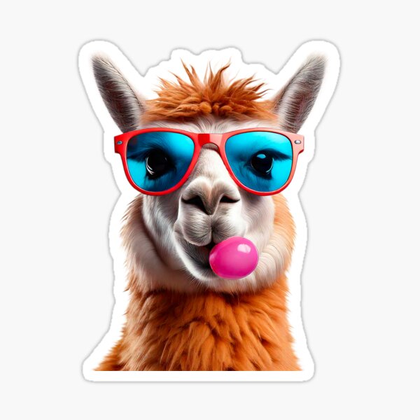 Cool Llama with Bubble Gum Sticker