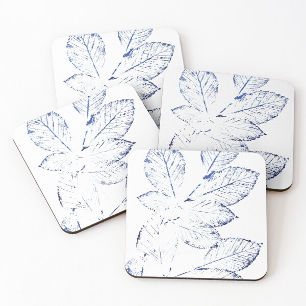 Item preview, navy blue birch leaves plant print 1 designed and sold by ColorandColor.