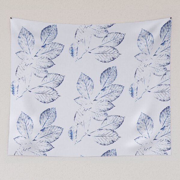 Item preview, navy blue birch leaves plant print 1 designed and sold by SelenePaintings .