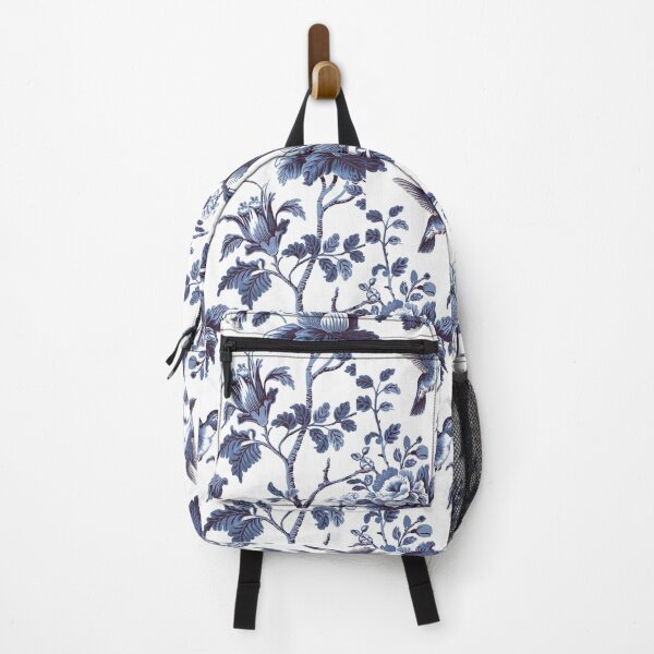 Item preview, Floral Chinoiserie Pattern In Blue And White with hummingbirds designed and sold by Tamas Das.