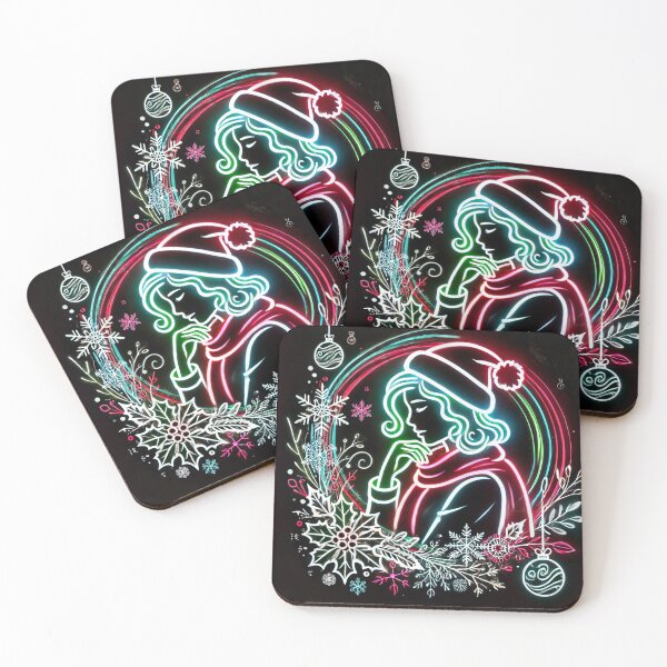 Item preview, Neon-lit woman with Christmas design designed and sold by Thomas-Arts.