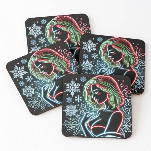 Item preview, Neon-lit woman with Christmas motifs designed and sold by Thomas-Arts.