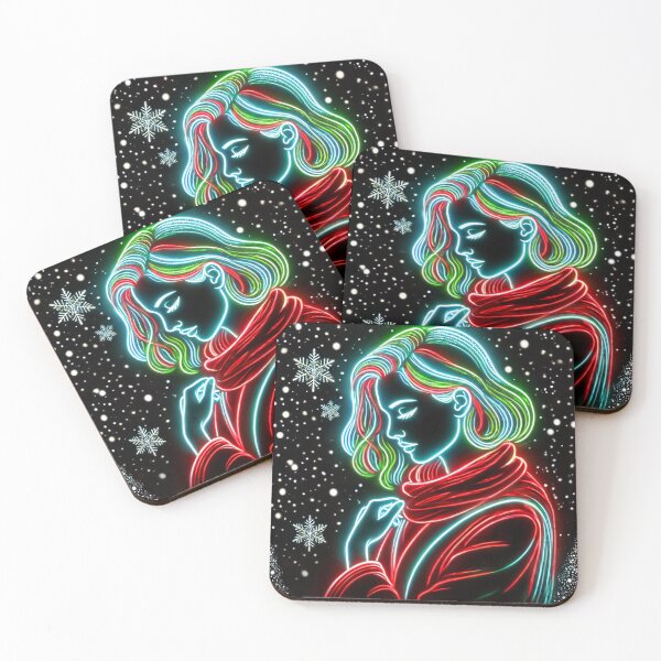 Item preview, Neon-lit woman in the snow designed and sold by Thomas-Arts.