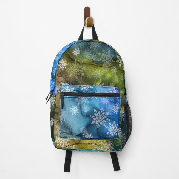 Item preview, Snowflakes on a background of colorful, intense spots of alcohol ink / dark blue, yellow,dark green designed and sold by My-fake-places.