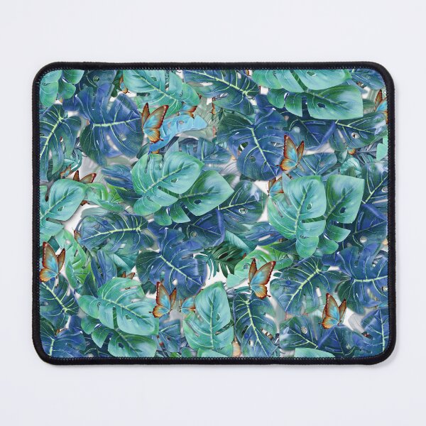 Item preview, Blueish Turquoise Monstera Leaves & Butterflies designed and sold by NadineMay.