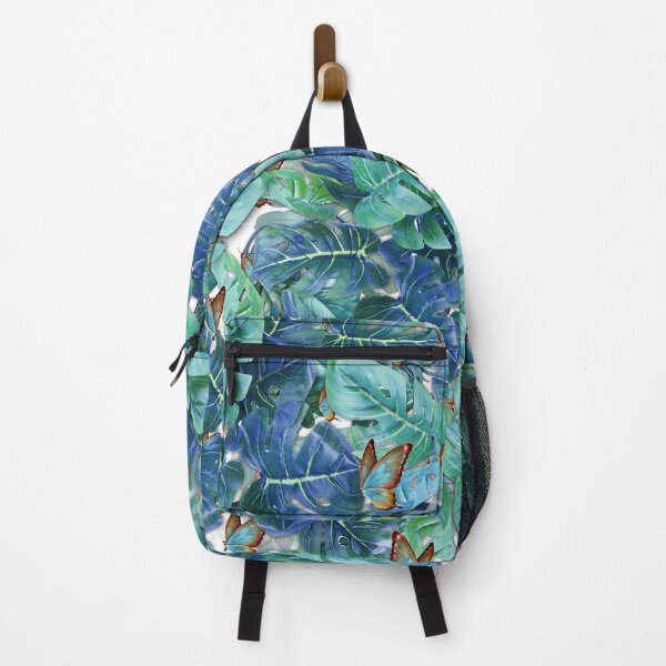 Item preview, Blueish Turquoise Monstera Leaves & Butterflies designed and sold by NadineMay.