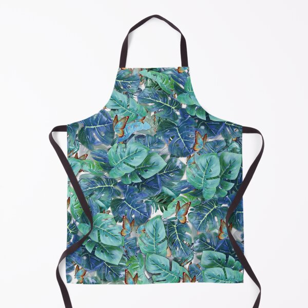 Item preview, Blueish Turquoise Monstera Leaves & Butterflies designed and sold by NadineMay.