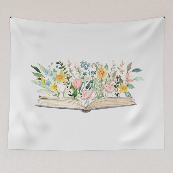 Item preview, Watercolor Open Book with Flowers Floral Aesthetic designed and sold by Nature Hues.