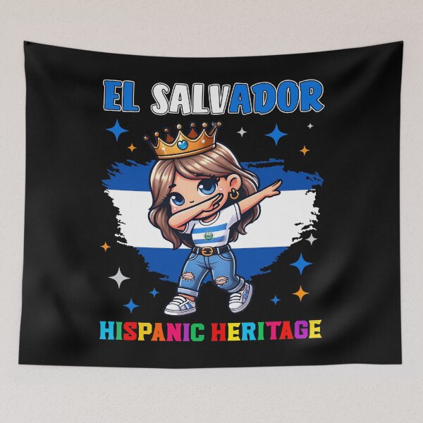 Item preview, El Salvador Dabbing Girl Hispanic Heritage Celebration kids designed and sold by NUMAcreations.