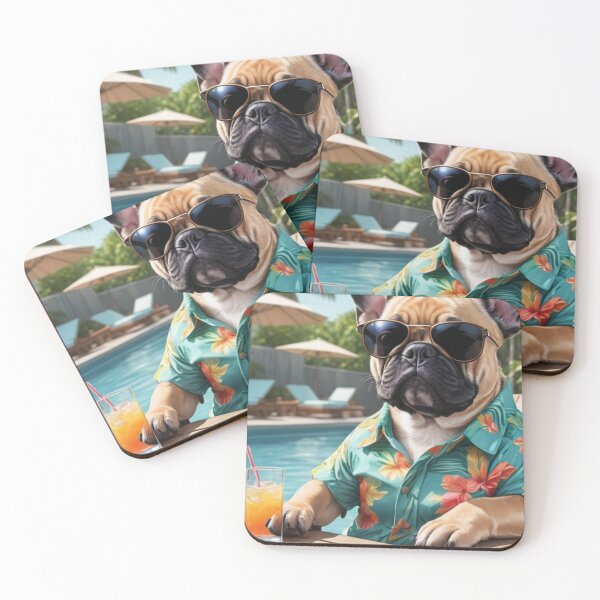 Item preview, AI-Generated Frenchie with Tropical Vibes: Poolside Coolness designed and sold by ConnieVZ.