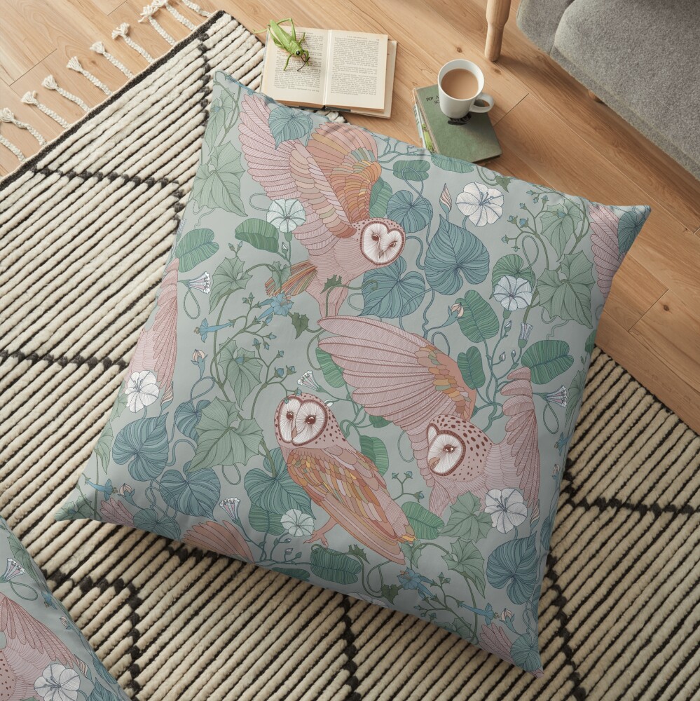 Pink barn owls Floor Pillow
