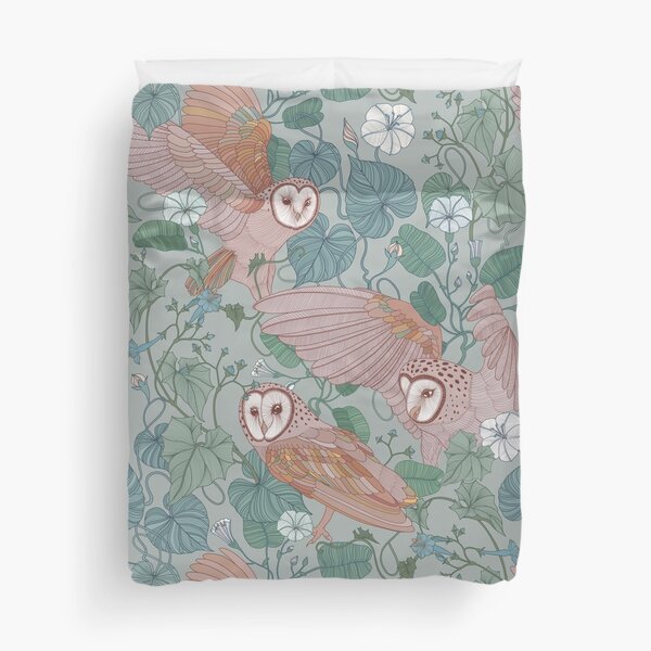 Pink barn owls Duvet Cover