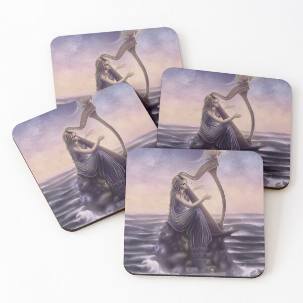 Item preview, Moon's Song - Fairy Woman Playing Harp Music by the Sea designed and sold by Tiffany Toland-Scott.