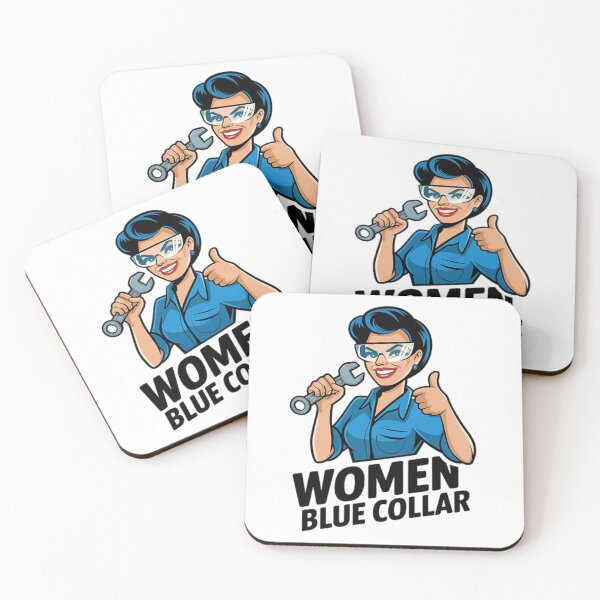 Item preview, Woman mechanic with text ' Women blue collar' designed and sold by Tomasz  Siennicki.