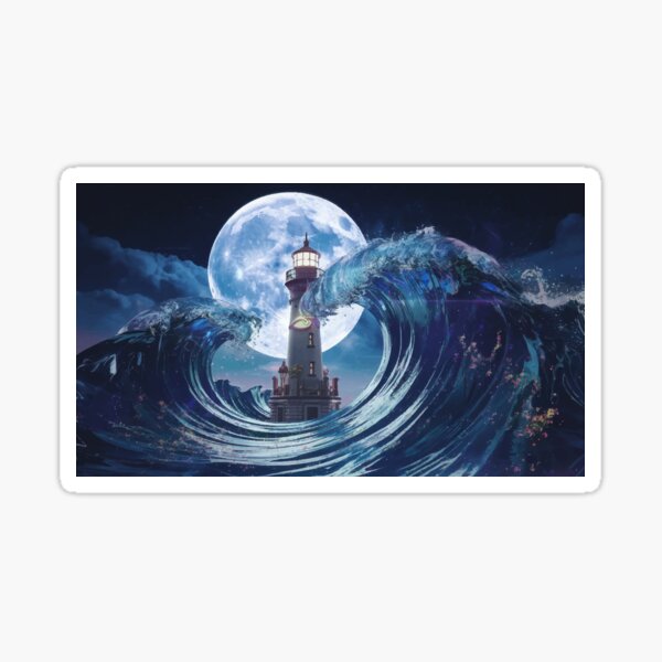 Item preview, Celestial Waves – Wo der Mond auf die Umarmung des Ozeans trifft designed and sold by e-milka.
